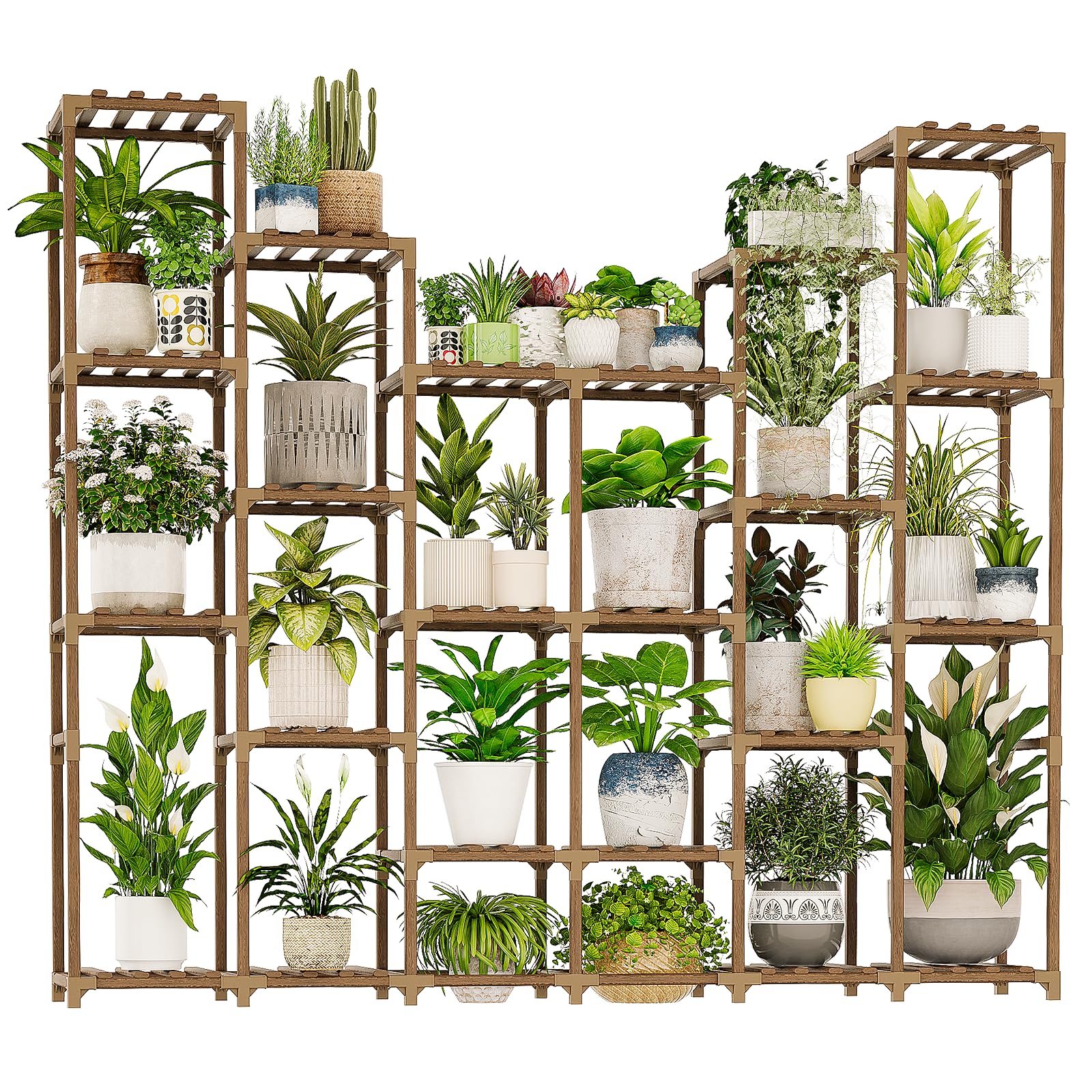 GENTINGBRO front view of large 22-tier shelf showing organized plants benefit space-saving