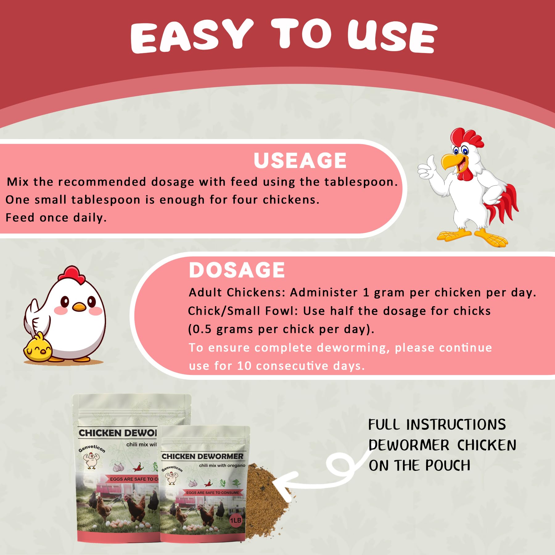Genveticon used while hen eats, demonstrating stress-free feeding advantage