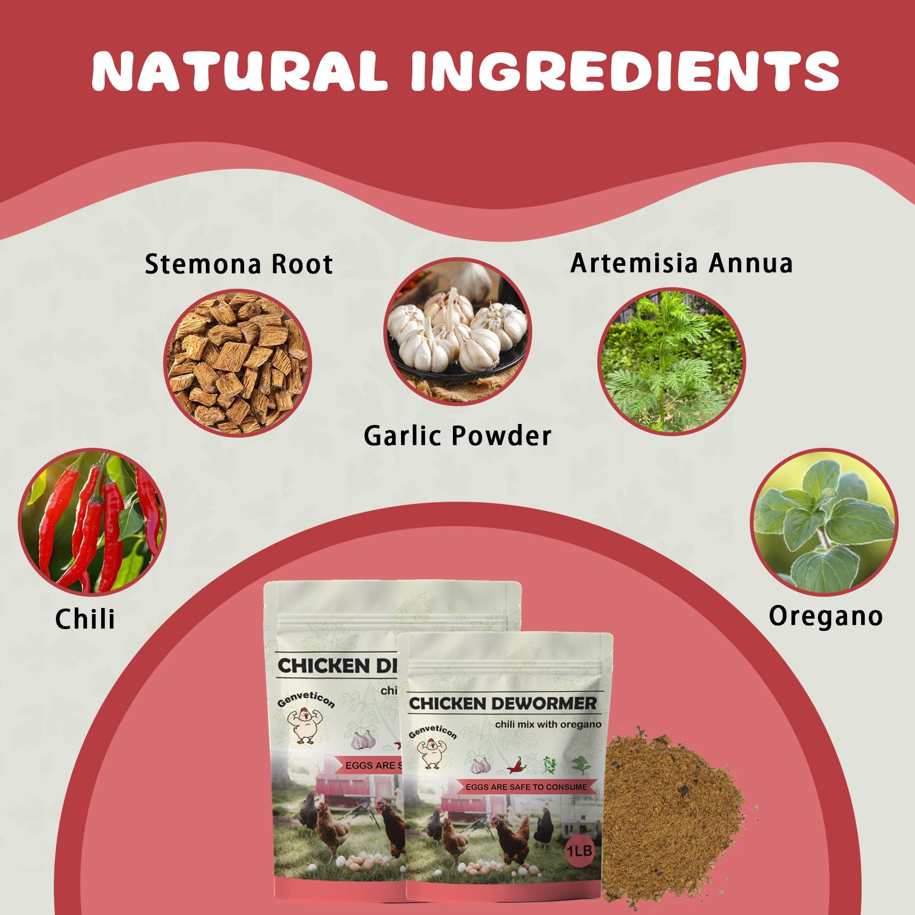 Genveticon powder close-up showing fine herbal texture for easy mixing