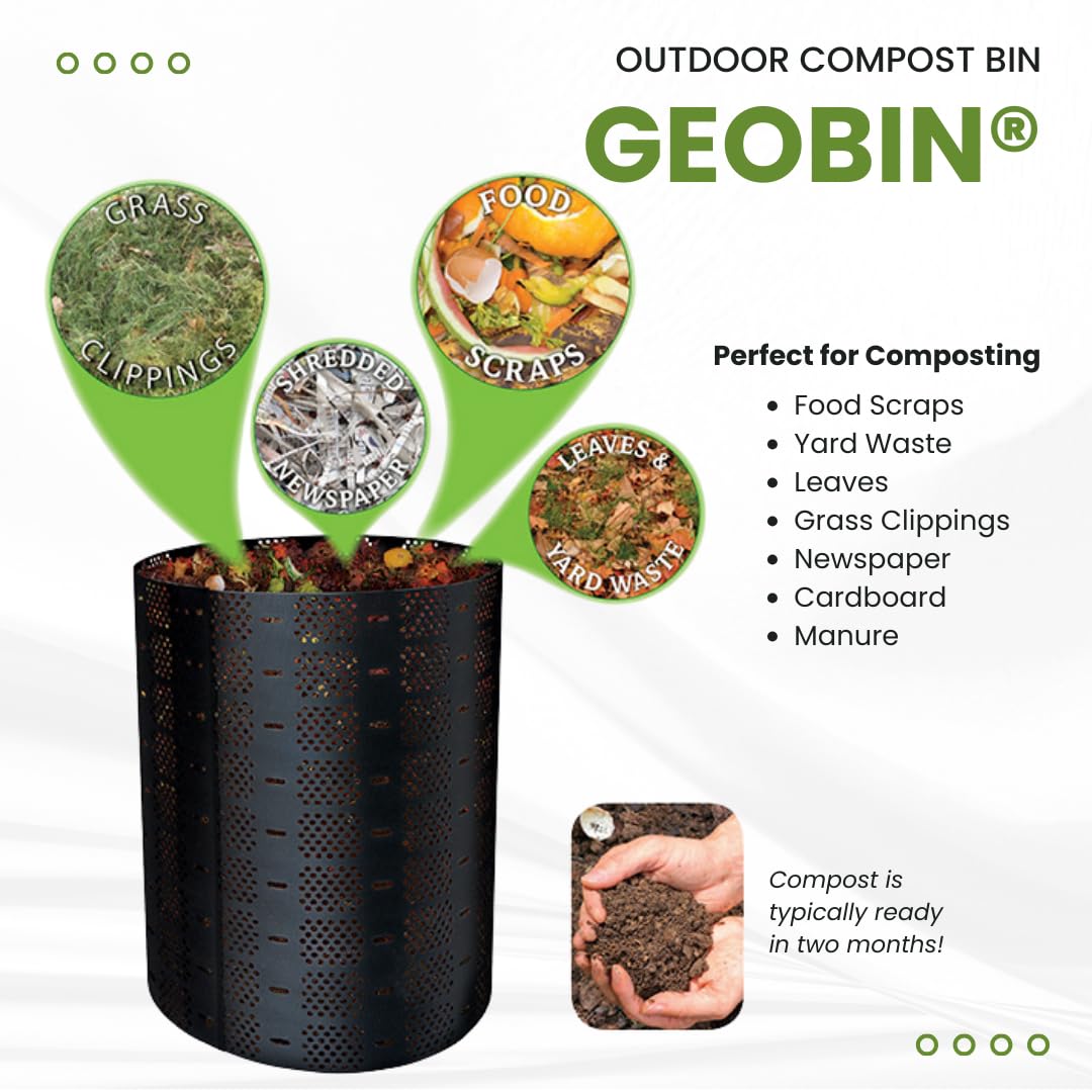 GEOBIN in use with gardener turning material for faster composting