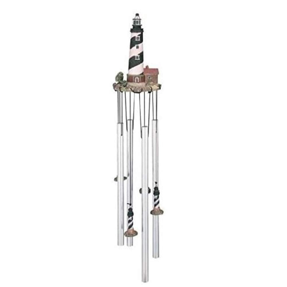 George S. Chen Imports front view lighthouse wind chime adding coastal charm