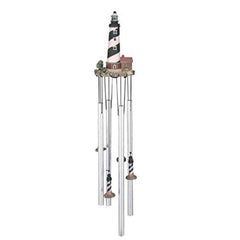 George S. Chen Imports front view lighthouse wind chime adding coastal charm