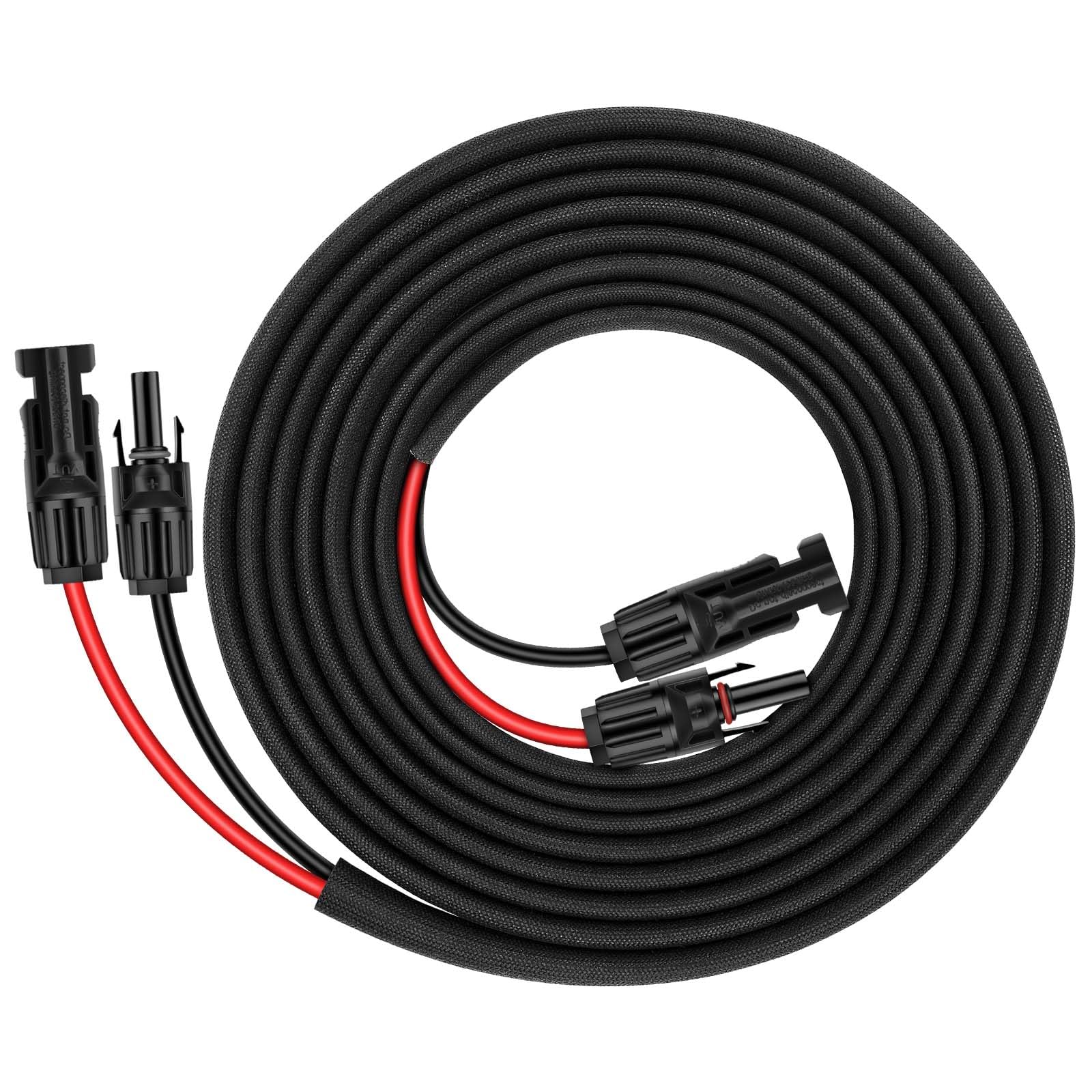 Geosiry front view of 20ft 12AWG extension pair showing connectors and packaging durability benefit