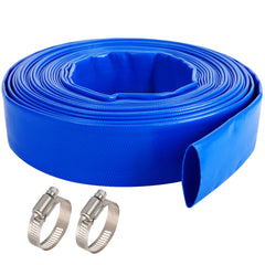 Geowaky front view of coiled backwash hose showing model and length, ready to install