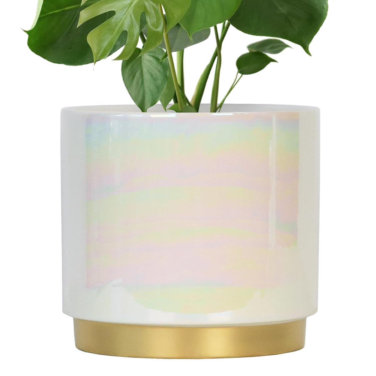 Gepege front view rainbow ceramic pot showing glossy finish and clean shape for décor