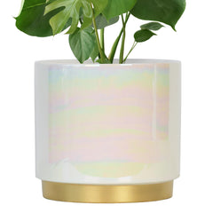 Gepege front view rainbow ceramic pot showing glossy finish and clean shape for décor