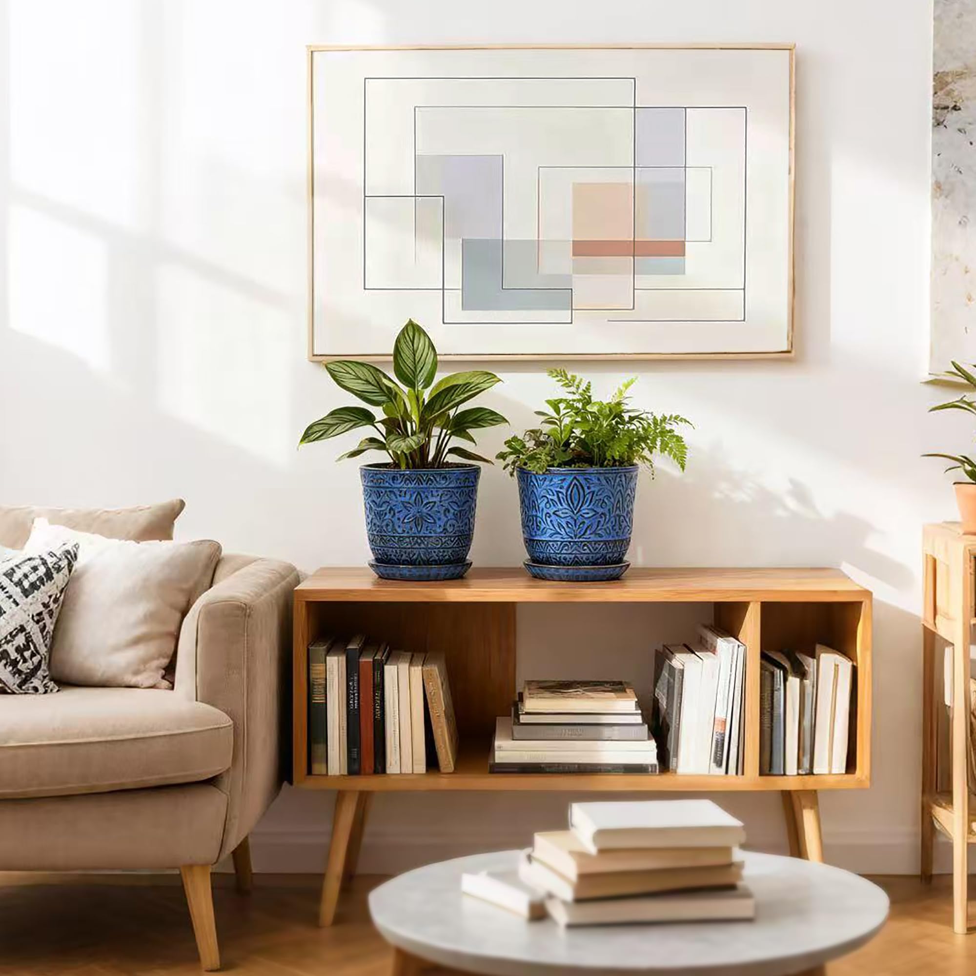 Gepege pot with succulent on windowsill adding fresh greenery indoors
