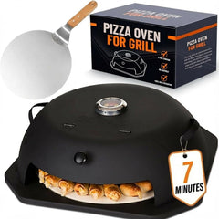 Geras HeatGuard Pro front view showing compact grill-top oven and benefits