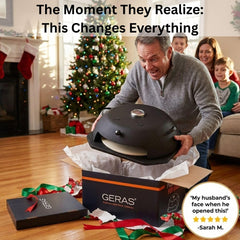 Geras oven baking a pizza on the stone for crisp crust and melted cheese
