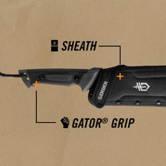 Gerber gator bolo blade edge detail illustrating durable steel finish