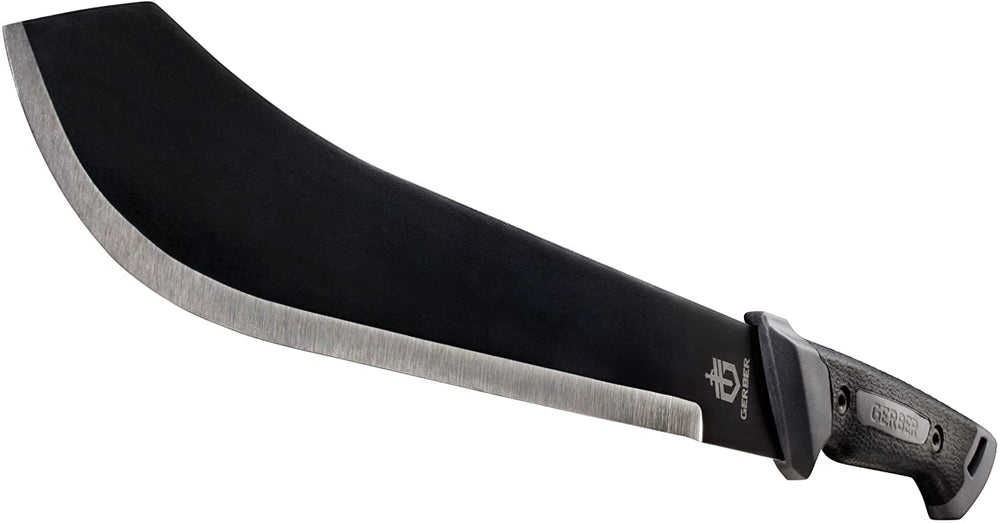 Gerber gator bolo shown in nylon sheath for safe carry