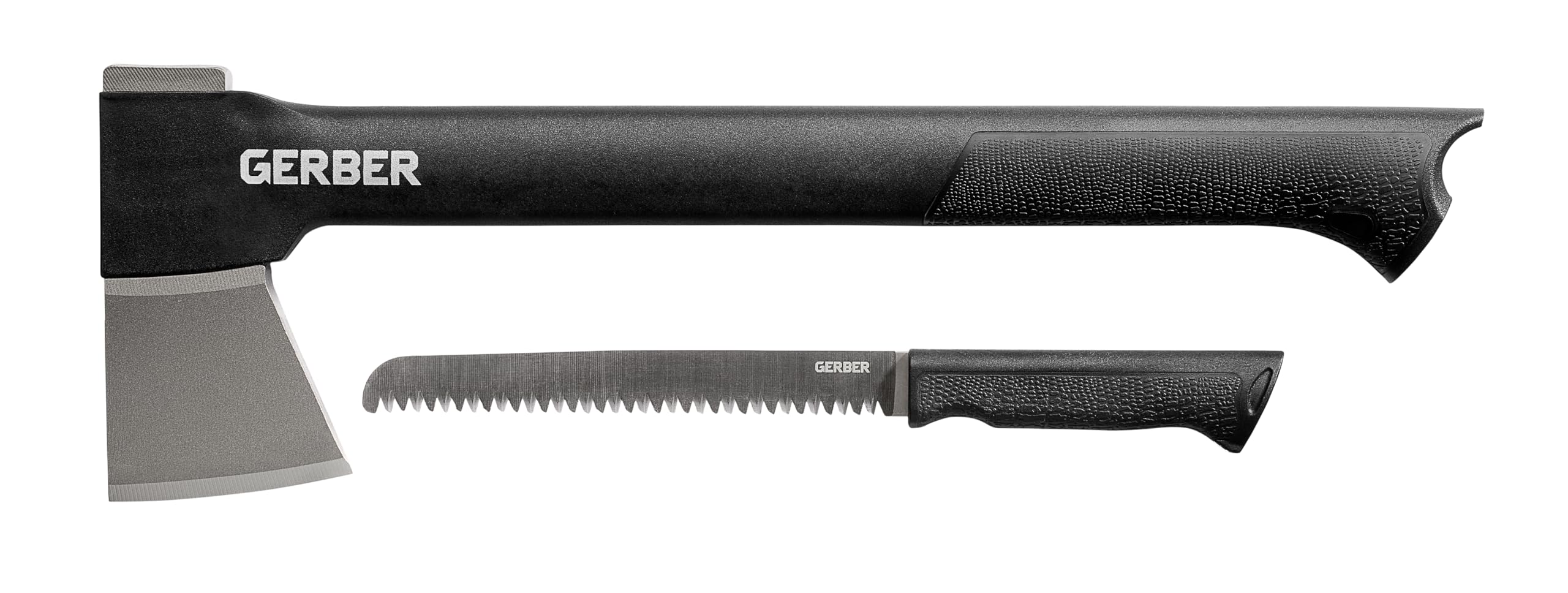 Gerber Gator Combo Axe II front view showing blade and sheath, durable camping tool