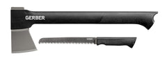 Gerber Gator Combo Axe II front view showing blade and sheath, durable camping tool