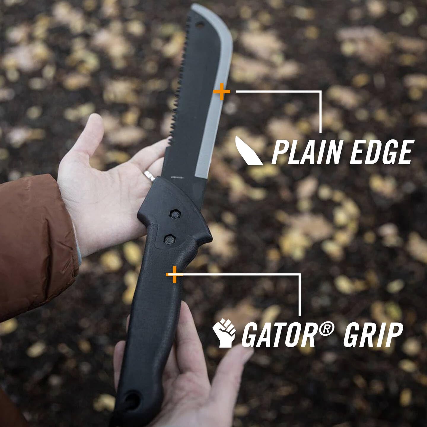 Gerber Gator machete jr handle texture highlighting gator grip for secure control