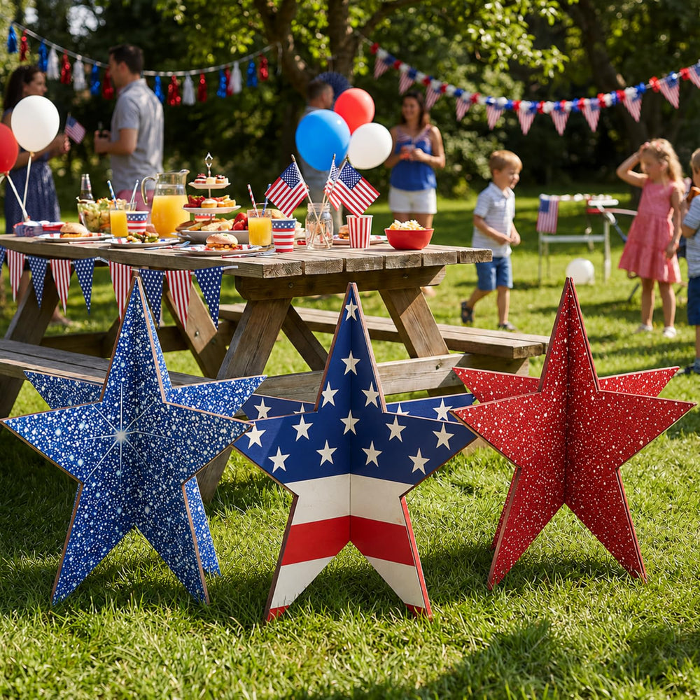 Gerrii stars in garden setting creating festive outdoor curb appeal