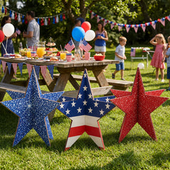 Gerrii stars in garden setting creating festive outdoor curb appeal
