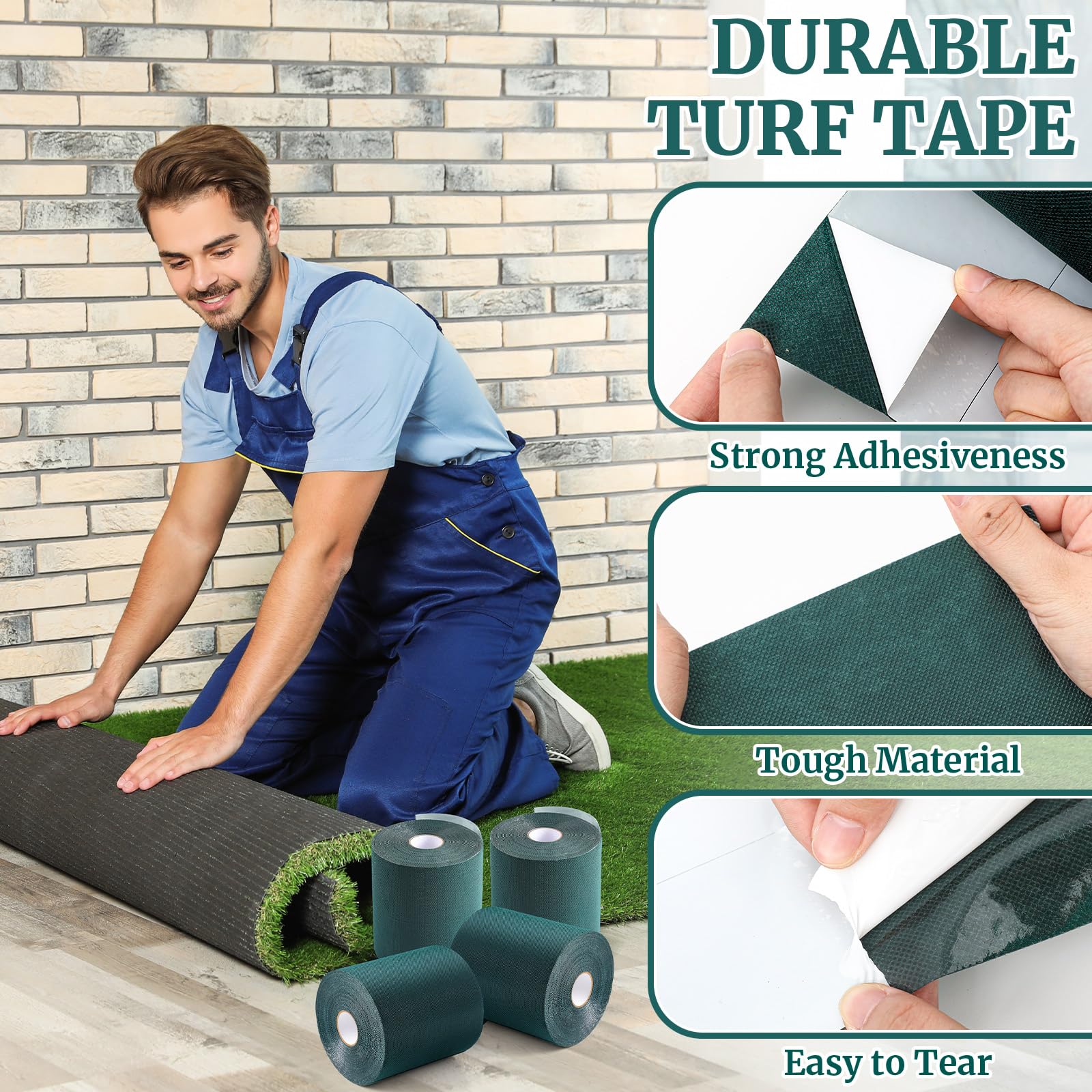 Gersoniel tape in use joining artificial grass with neat seam and stability