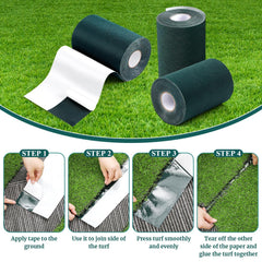 Gersoniel tape placed under turf demonstrating easy peel-and-stick use