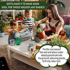 Gerta perlite mixed into potting soil in a planter, improves aeration and root health