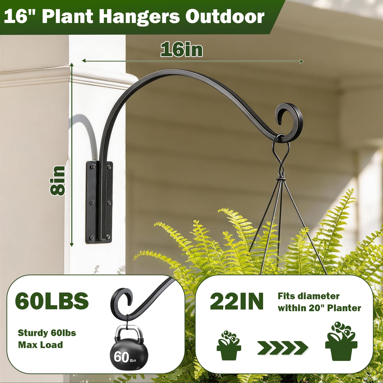 GESTONE bracket supporting a heavy hanging basket demonstrating load capacity