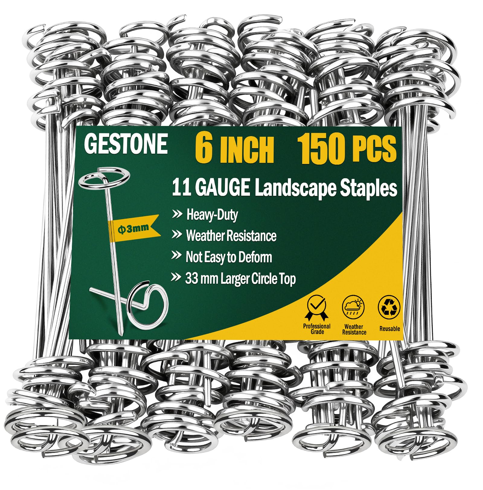 gestone front packaging showing 150 stakes and kit benefits