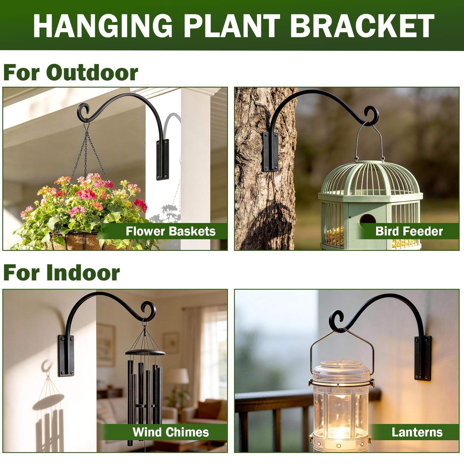 GESTONE bracket holding a lush hanging basket on a porch, improved clearance and visual appeal