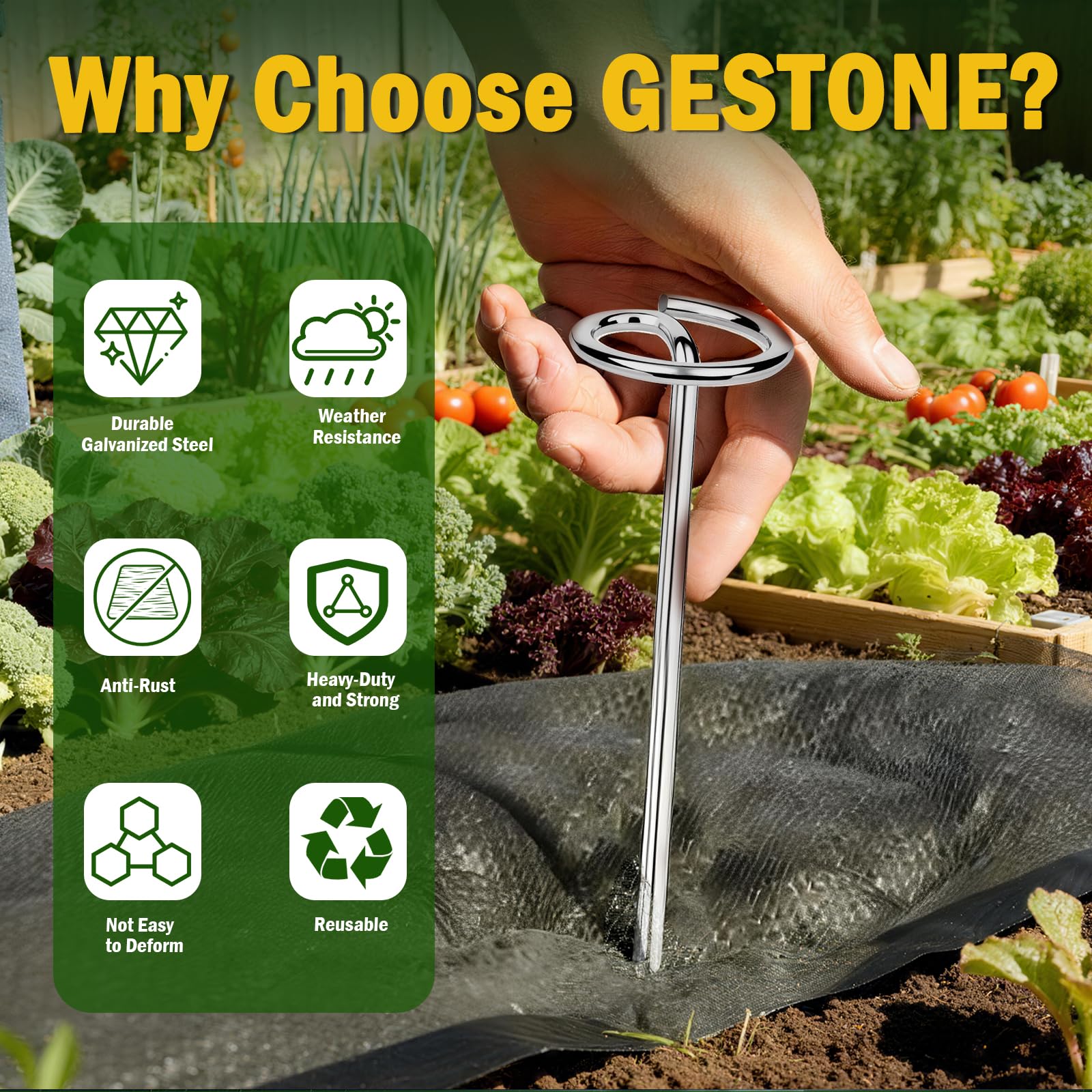 gestone stakes used in a landscaping project on a slope