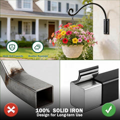 GESTONE bracket mounted on a wooden fence holding a hanging planter, stable outdoor display