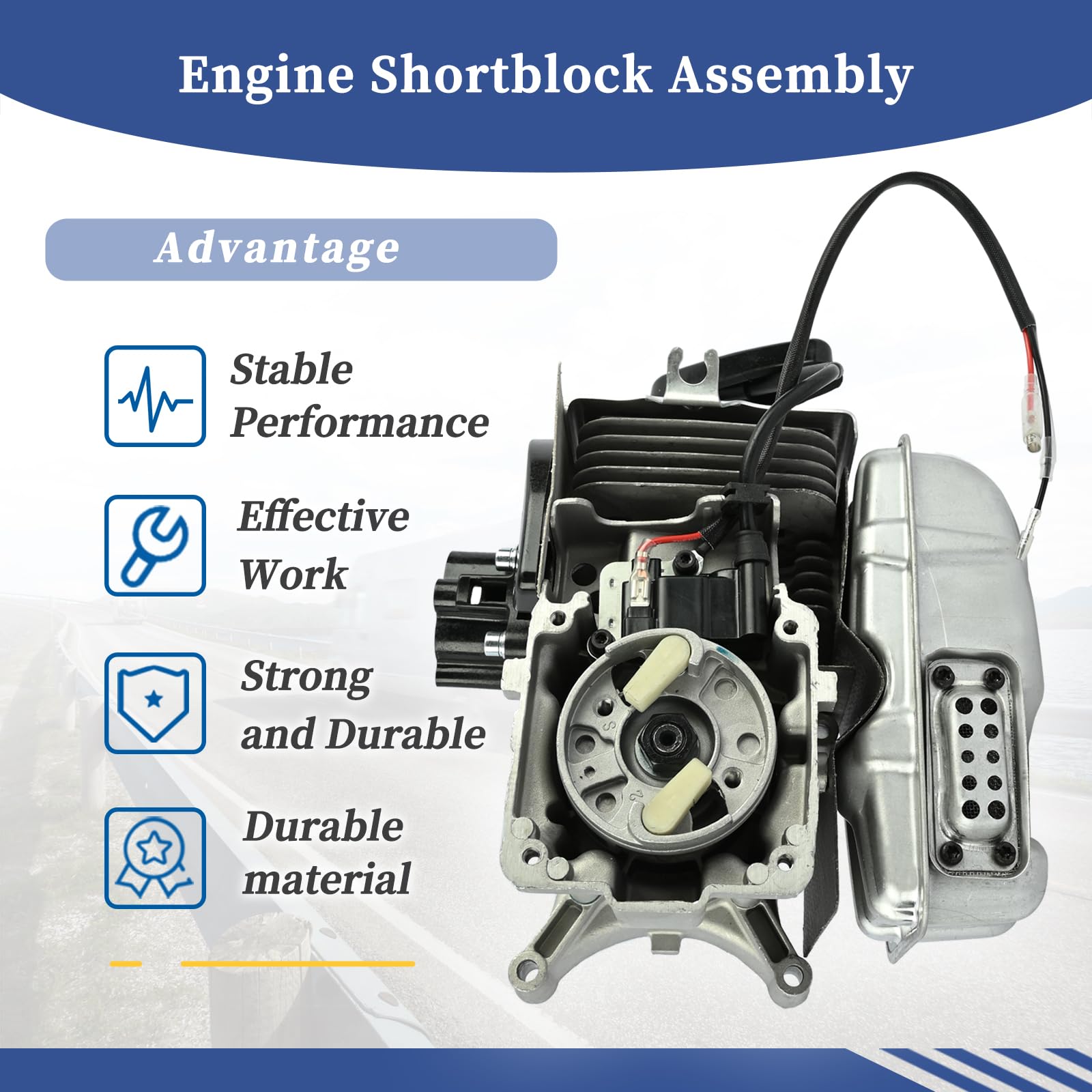 Getfarway shortblock installed in a Redmax blower to demonstrate direct compatibility