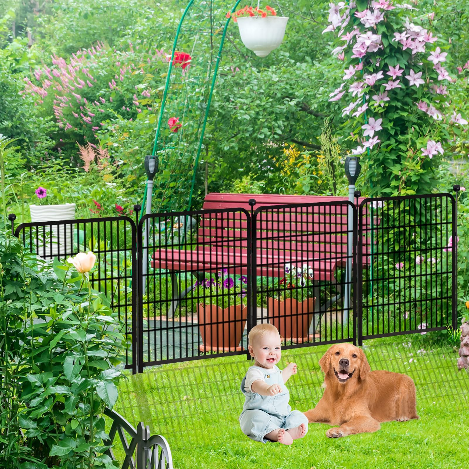 Getlay fence in garden lifestyle showing neat flower bed separation and visual appeal benefit