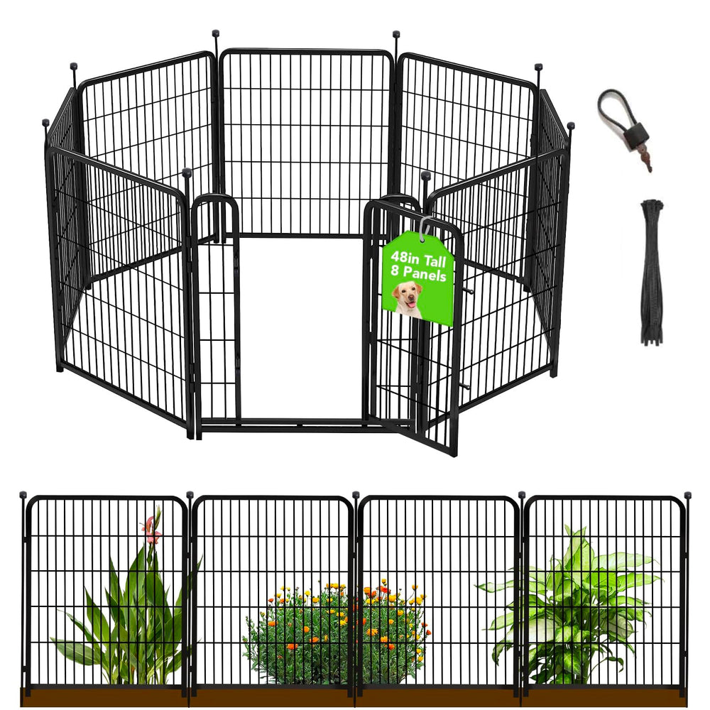 Getlay front overview garden fence showing full 17.7 ft coverage and neat border benefit
