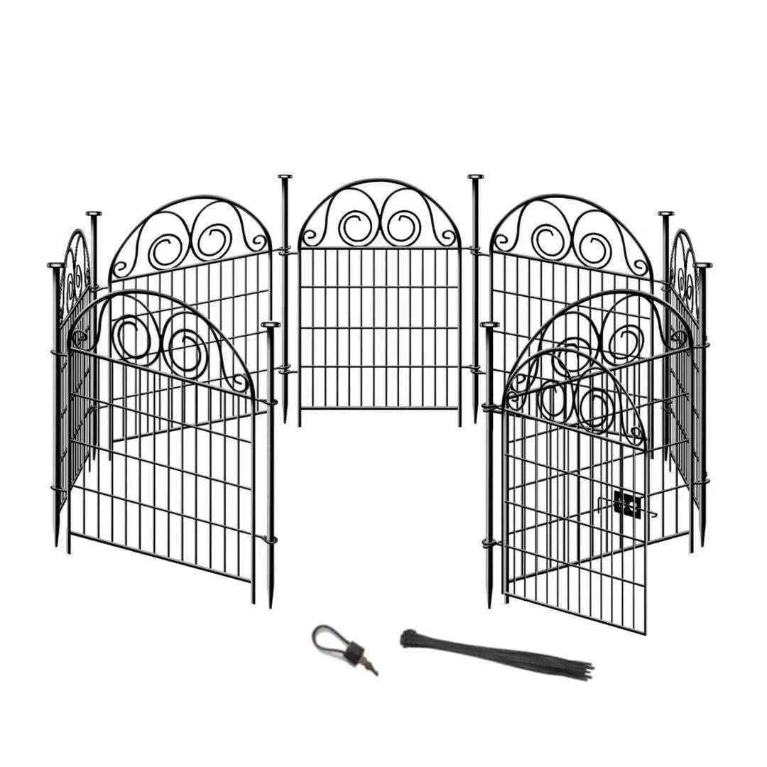 Getlay front view of full 17.5 ft fence protecting garden beds