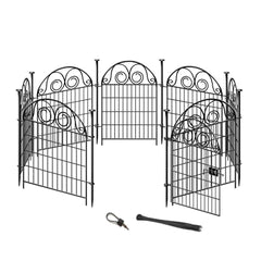 Getlay front view of full 17.5 ft fence protecting garden beds