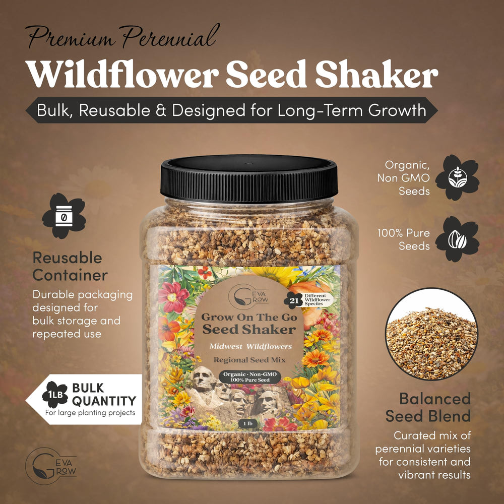 GevaGrow seed shaker held by hand for easy, even sowing across garden beds