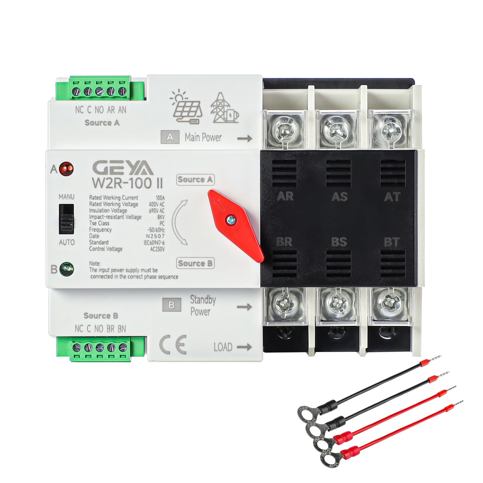 GEYA Mini ATS front panel showing compact housing and status lights benefits quick identification