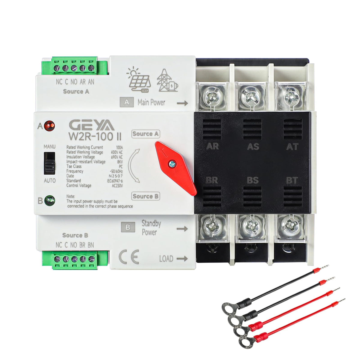 GEYA Mini ATS front panel showing compact housing and status lights benefits quick identification
