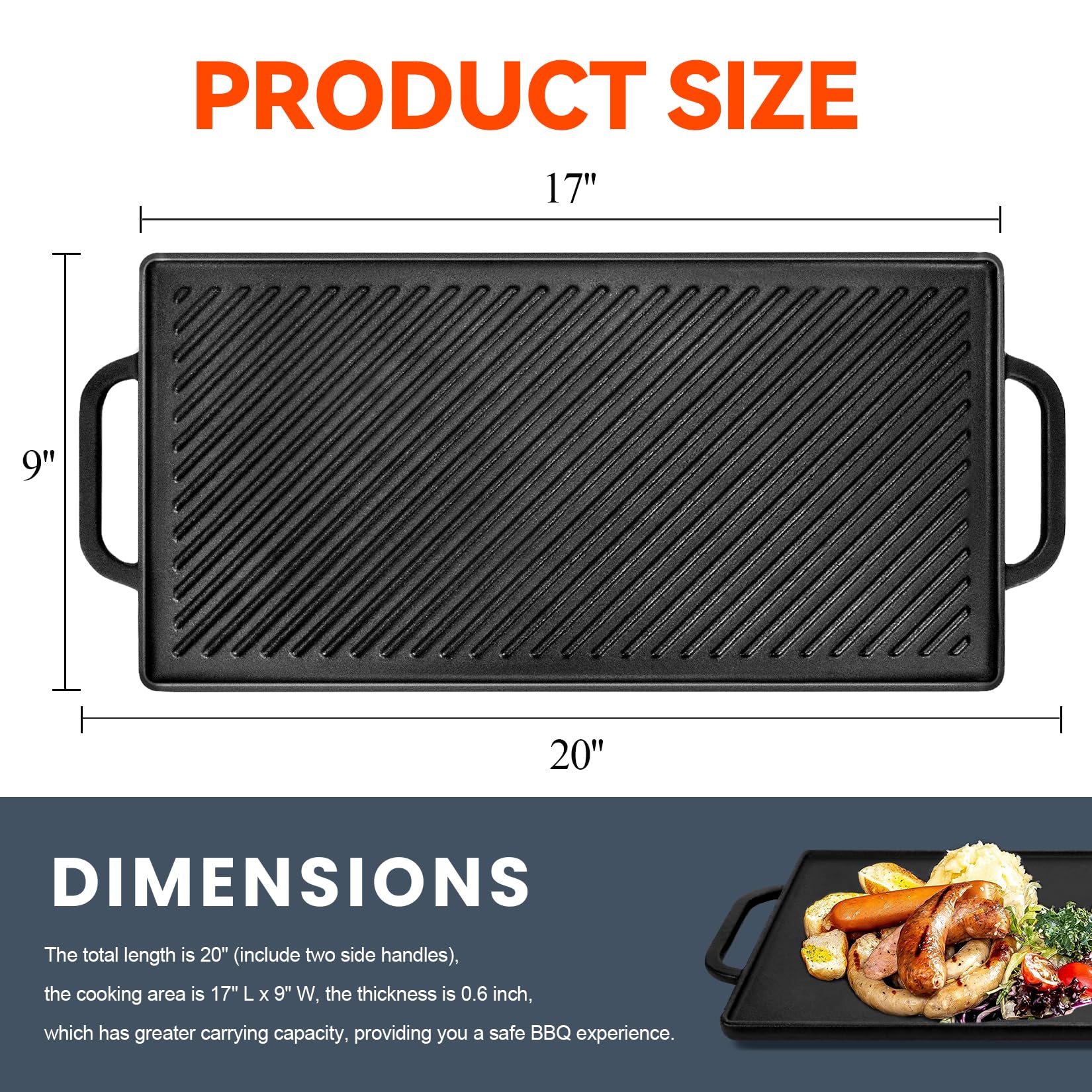 GGC ribbed side close-up highlighting grill ridges and sear-mark capability benefit