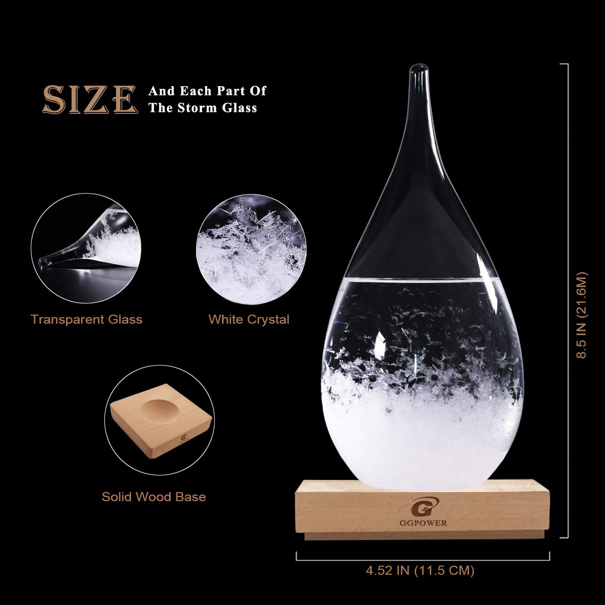 G GGPOWER storm glass gift packaging presented for easy gifting