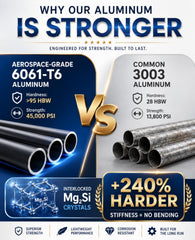 GHOSOONE aluminum pole close-up showing 14-gauge strength and corrosion resistance