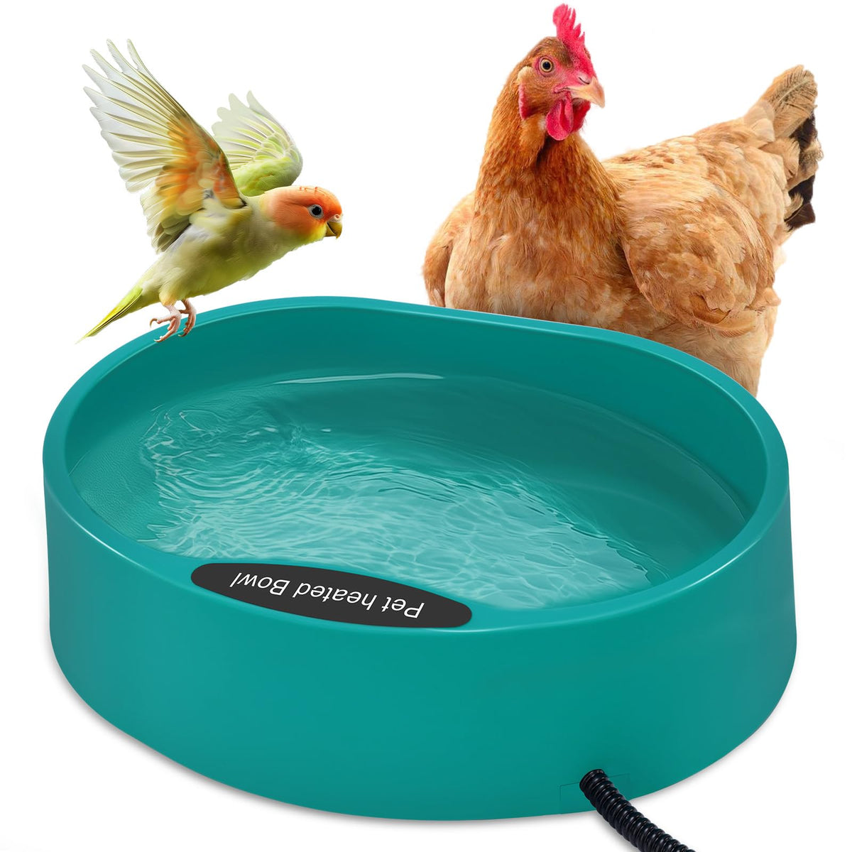 GHWMYD front view of heated water bowl showing durable design and easy access