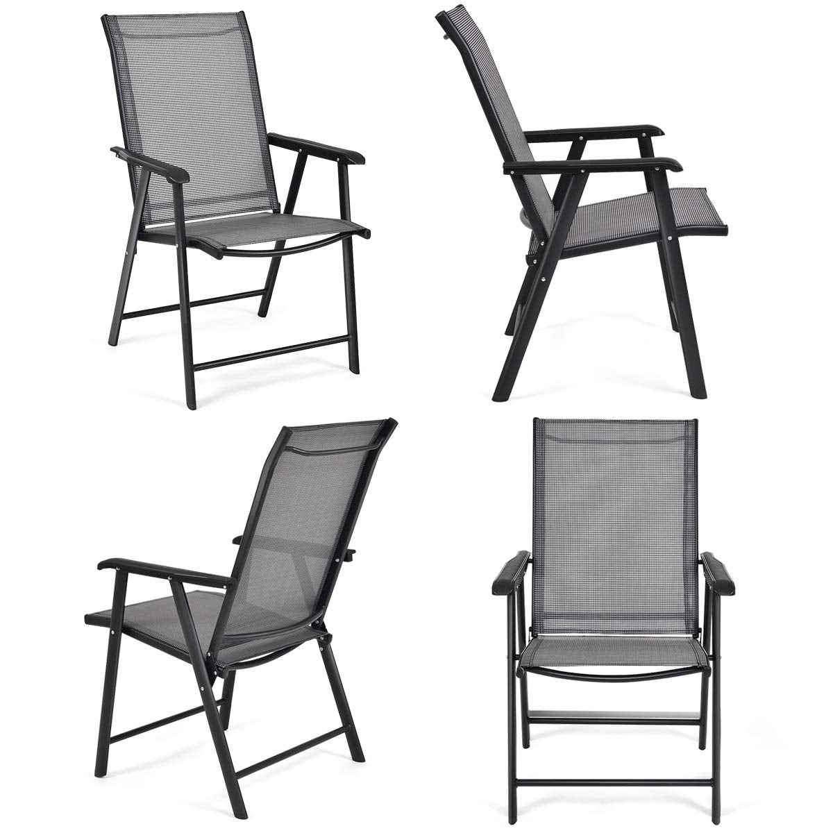 GIANTEX chairs at a campsite and beach illustrating portable use