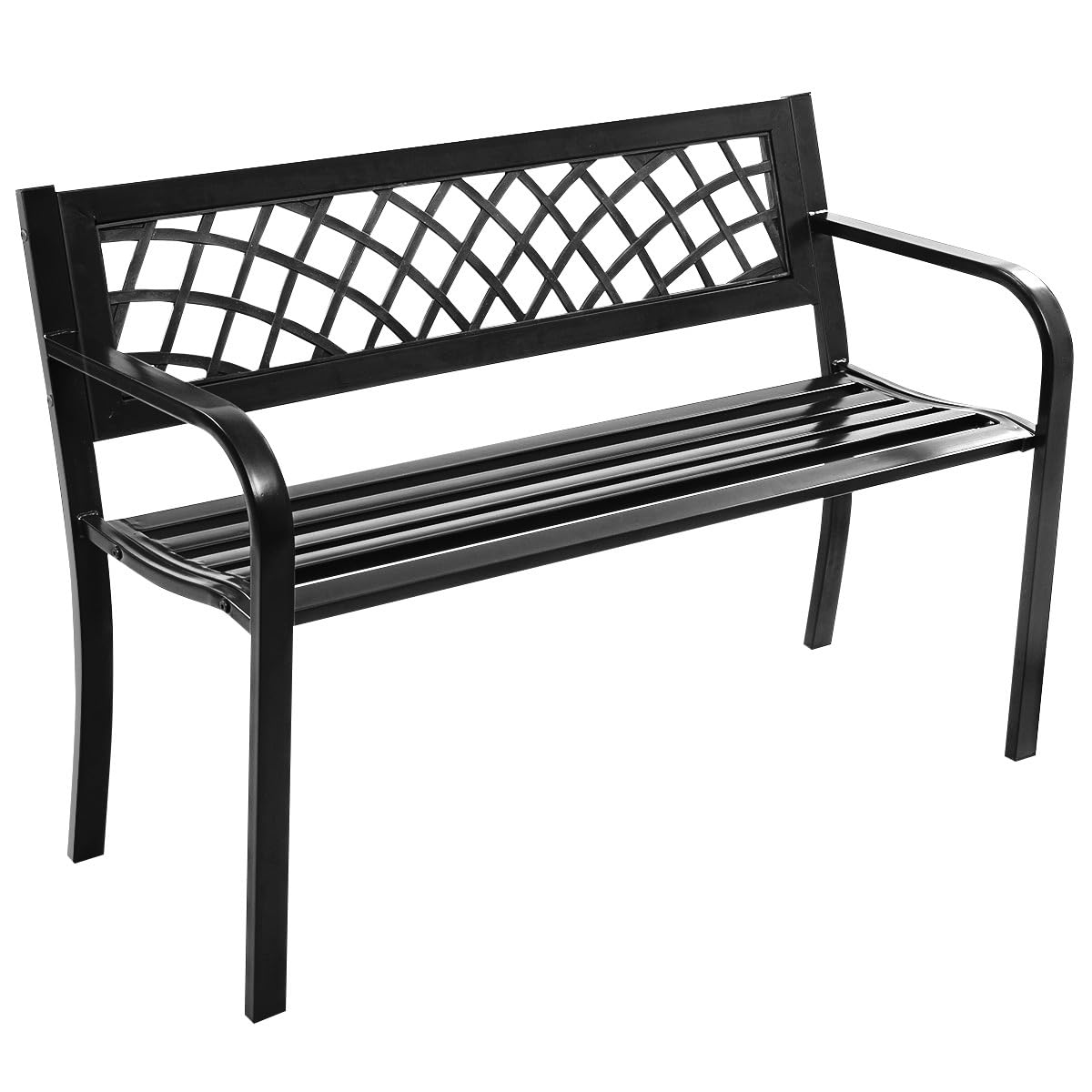 GIANTEX bench front view showing durable steel frame and seating comfort