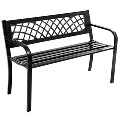 GIANTEX bench front view showing durable steel frame and seating comfort