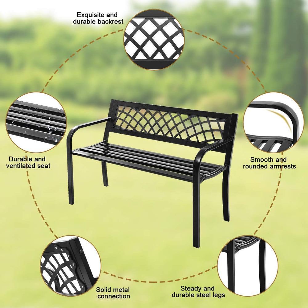 GIANTEX bench side profile showing sturdy leg assembly and silhouette