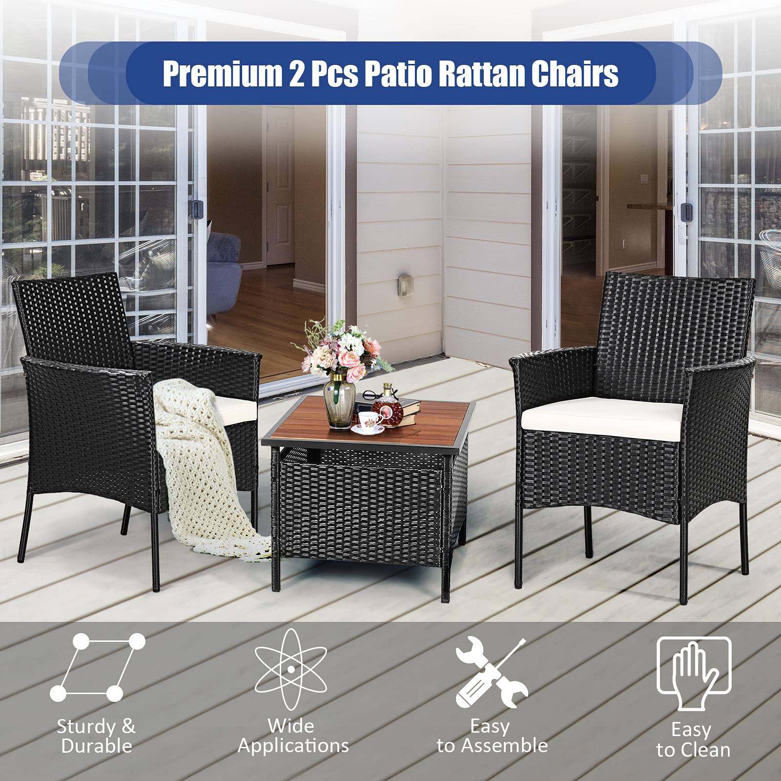 GIANTEX pair of chairs poolside in lifestyle scene showing stylish outdoor use
