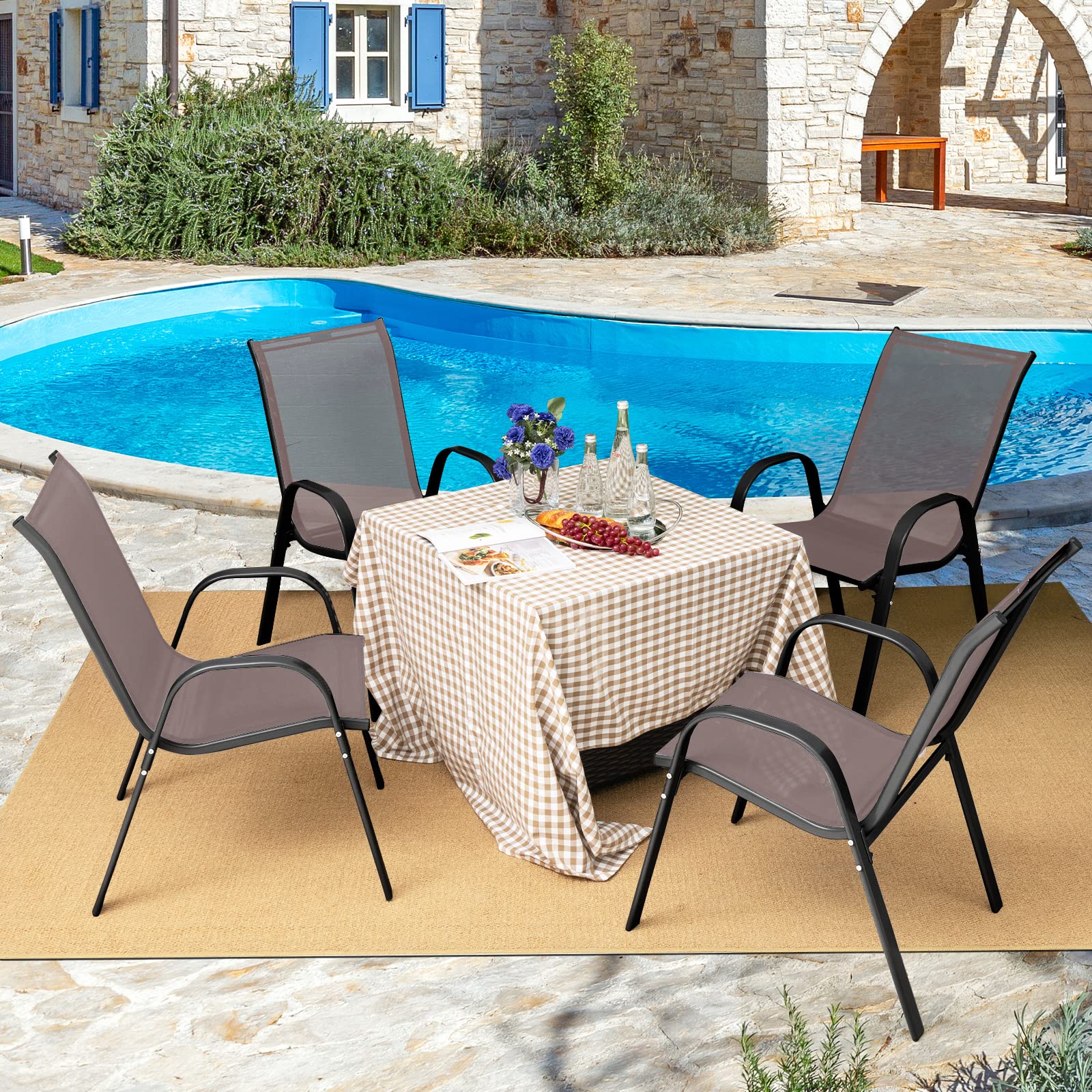 Giantex chairs in garden lifestyle scene showcasing versatile outdoor styling