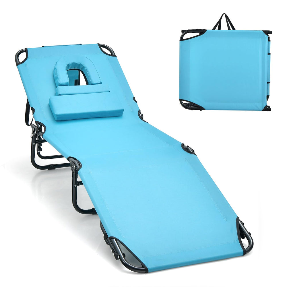 GIANTEX chaise front view showing reclining options and comfort