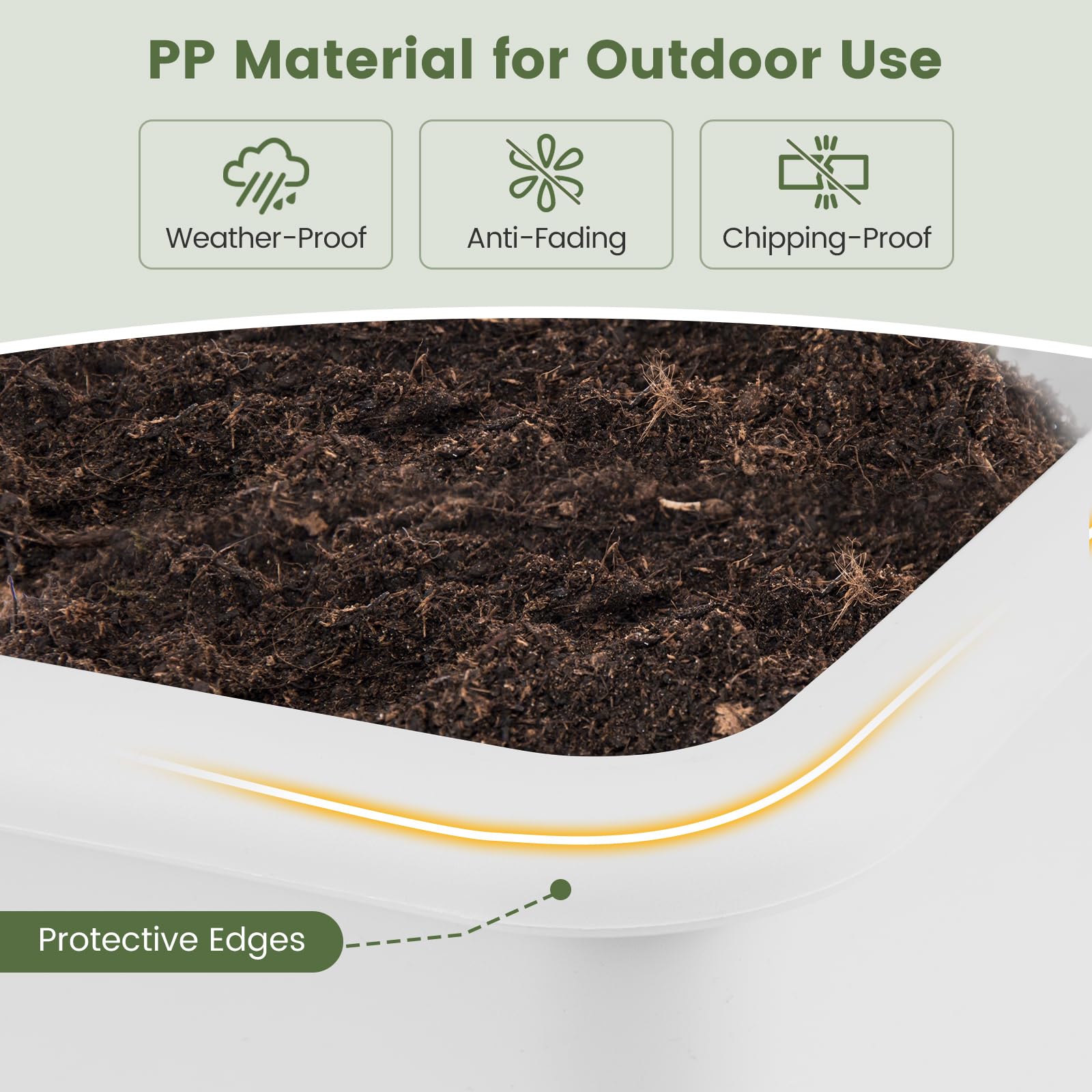 GIANTEX drainage hole detail showing overflow protection benefit for healthy roots