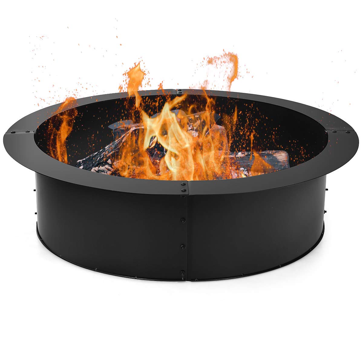 GIANTEX front view of 36-inch steel fire ring showing sturdy build and durable finish