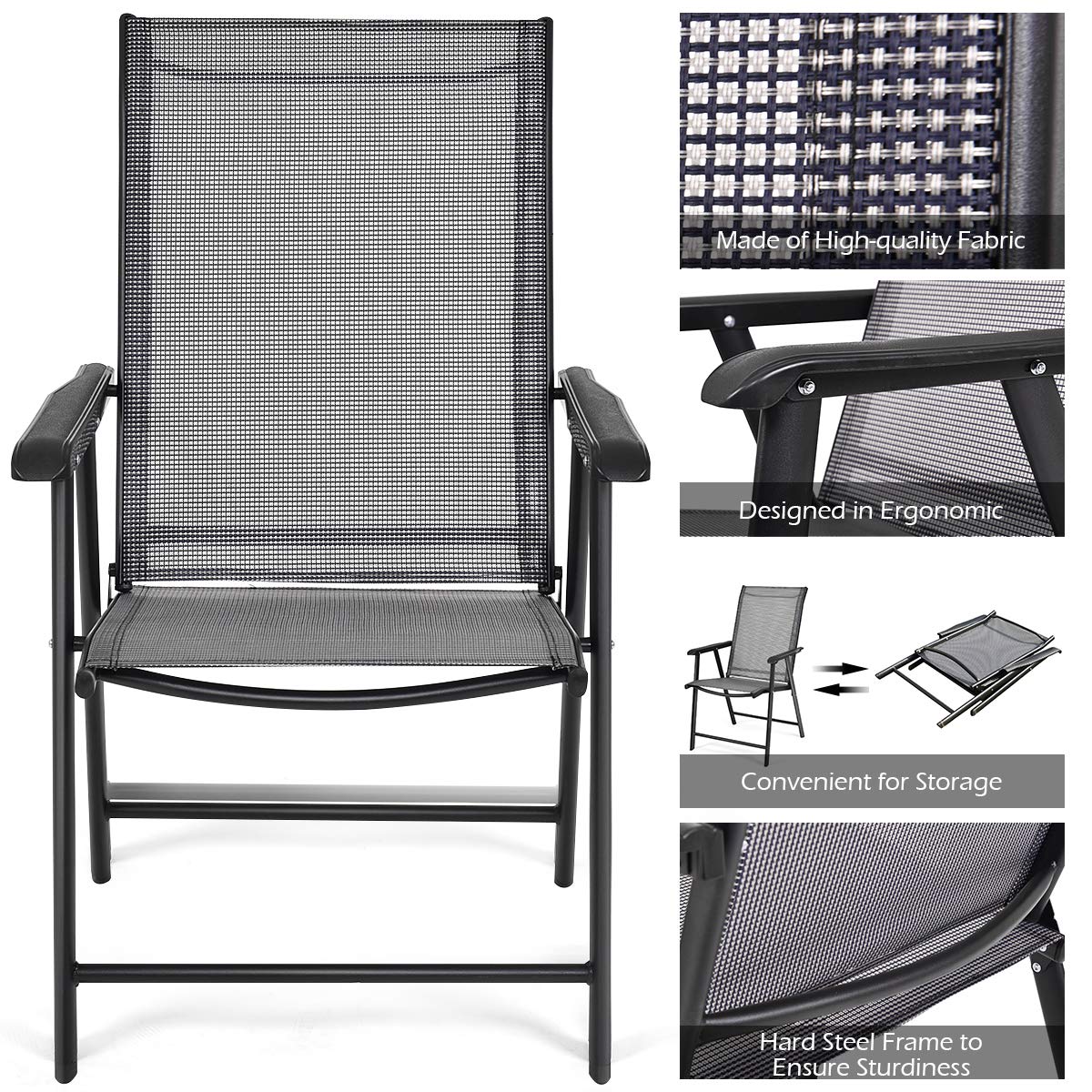 GIANTEX folded chairs flat inside car trunk for easy transport